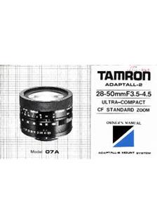 Tamron 28-50/3.5-4.5 manual. Camera Instructions.